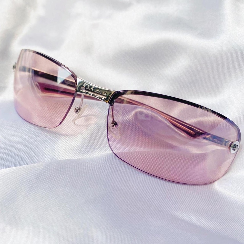 CHRISTIAN DIOR PASTEL PINK / SILVER Y2K RIMLESS VISOR SUNGLASSES FRAMES - Picture 1 of 4